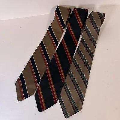 Lot Of 3 Vintage Brooks Brother Makers Regimental Stripe Tie Made In USA Silk • $15.99