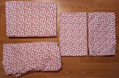 MACYS MARTHA STEWART 4 Piece Twin Flannel Sheet Set Winterberries Red White Soft • $24.99