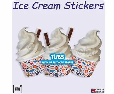 ICE CREAM Stickers - TUB Ice Cream - Flakes - VAN WINDOW STICKER • £3.99