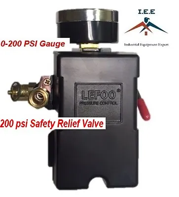 $27.99 • Buy Air Compressor Pressure Control Switch 4 Port 145-175 PSI W/ Gauge Pop Off Valve