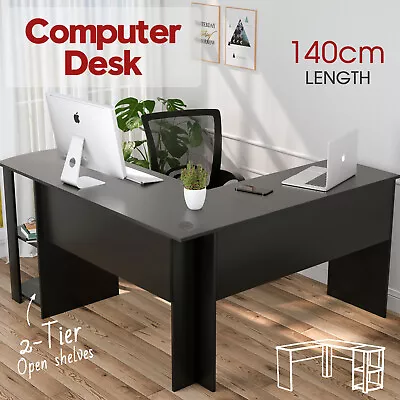 $129.99 • Buy 140CM Corner Computer Desk L-Shape Student Table Home Office Study Workstation