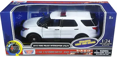 Motormax 1/24 LIGHTS & SOUNDS Blank White 2015 Ford Utility Explorer Police SUV • $22