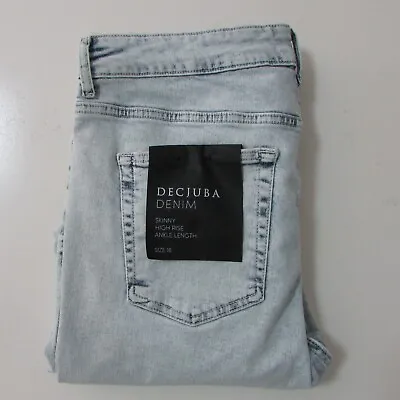 Decjuba Darcy Skinny High Rise Ankle Jeans Sz 16 L27 Light Blue Denim Womens NEW • $39.95