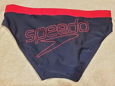 $39.99 • Buy SPEEDO Australia UK 1  Sides* RARE Mens Swim Brief Sz 34 REAR LOGO Black Red NEW