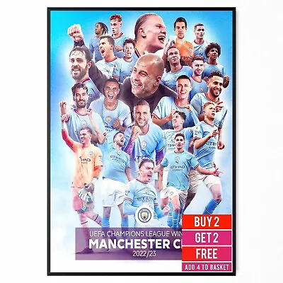 Manchester City Football Treble Winners Poster A5 A4 A3 Size Buy 2 Get 2 Free • £4.99