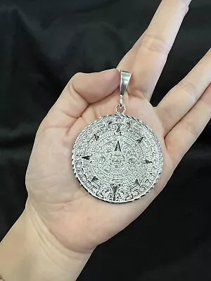 $150 • Buy 925 Sterling Silver BIG Men's Women's Aztec Mayan Calendar Pendant Medal 