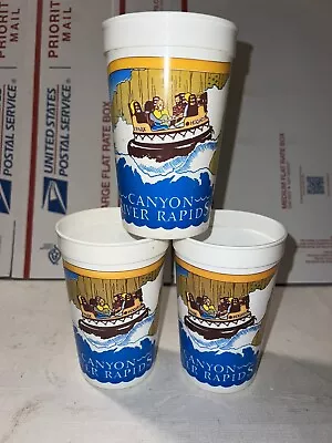 3 Vintage 1987 Canyon River Rapids Water Ride Hersheypark Pa Souvenir Soda Cups • $39.99