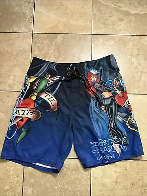 ED HARDY By Christian Audigier MEN’S BOARD SHORTS SWIM TRUNKS Size 36 • $85