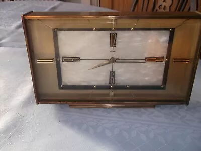 £40 • Buy Vintage Metamec Brass Faux Perlescent Marble Mantle Clock Good Example Heavy