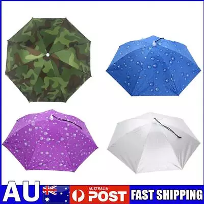 Umbrella Hat Foldable Outdoor Sun Shade Waterproof Camping Headwear Cap • $12.06