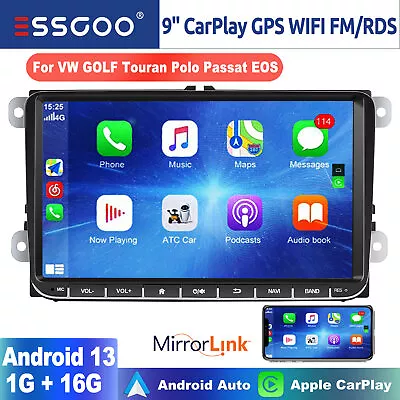 9  CarPlay Android 13 Car Stereo GPS NAV For VW Golf MK5 MK6 Jetta Passat Caddy • $94.59