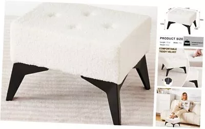  Small Footstool Ottoman Teddy Velvet Footrest Ottoman With Teddy Velvet White • $44.42