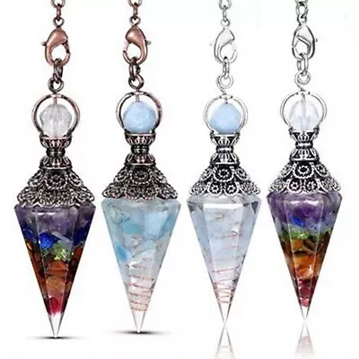 Natural Healing Chakra Crystal Quartz Reiki Orgonite Gems Stone Pendulum Pendant • $3.99