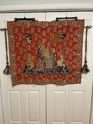 La Dame A La Licorne Tapestry 37.4 X 43.3 (2 Tassels & Rod) Included • $190