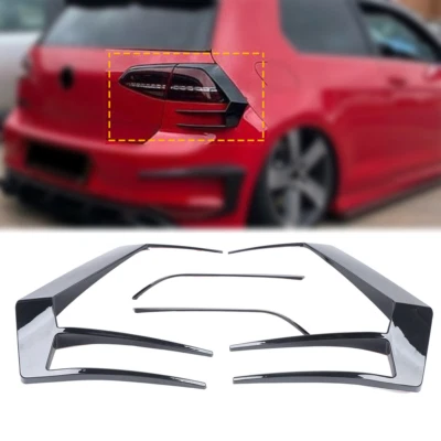 $28.50 • Buy 4 PCS Rear Lamp Taillight Cover For VW Golf 7 GTI R GTD Mk7 2012-2015 Black New