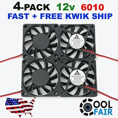 12V 60mm Cooling Fan 6010 PC DC Computer Case CPU 6cm 60x60x10mm 2-Pin 4 Pcs • $13.95