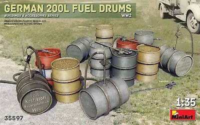 German 200L Fuel Drums Set WWII 1:35 Military Miniart 35597 • £20