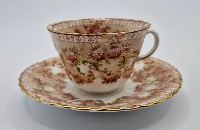 Antique Samuel Radford Victorian Teacup Saucer 916 Floral Gold Trim Collectable • £17.99