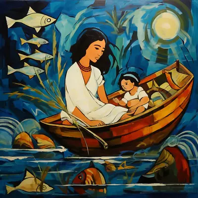 Egyptian_Queen_baby_Moses_in Nile5 - 24in(H)*24in(L) Wall Art Print • $49.99