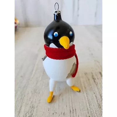 Vintage Decarlini Penguin Italian Glass Ornament AS IS Skating Skater Xmas Tree • $68.17