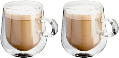 Latte Glass Set 2 Coffee Cup Double Walled Mug 275ml  Clear Handmade Judge • £14.50