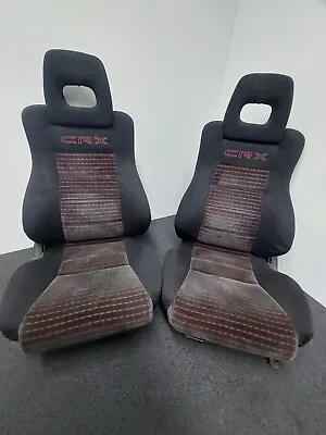 $999 • Buy @RARE@ Red Stitching Front Seats Seat Honda CRX JDM EDM EE8 EF8 ED9 SI US 88-91