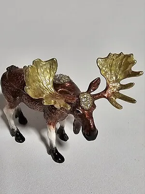  Jeweled Moose Enamel Trinket Jewelry Holder Hinged Figurine Magnetic Closure  • $18.99