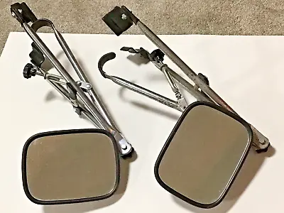 Vtg Motorhome Adjustable Side View Mirrors 16  Long Rods 7 3/4  X 6  Mirrors • $29.12