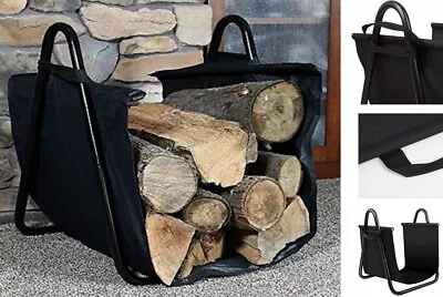 Steel Log Rack Firewood Rack Indoor Outdoor Fireplace Log Holder • £21.73