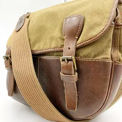 Ralph Lauren Shoulder Bag Messanger Bag Canvas Leather Plain Khaki Brown Men's • $123.50