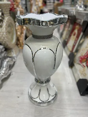 £49.99 • Buy 60cm Beautiful Ceramic Mosaic Vase White Crystal Decorative Mirror Flower Luxury