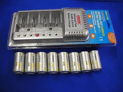 8pcs  D  Size NiMh Rechargeable 10Ah TOP Consumer Battery With Universal Charger • $99