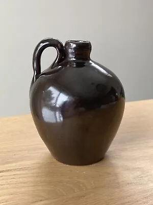 Vintage W.J. Gordy Art Pottery Miniature Chocolate Brown Georgia Whiskey Jug • $104.97