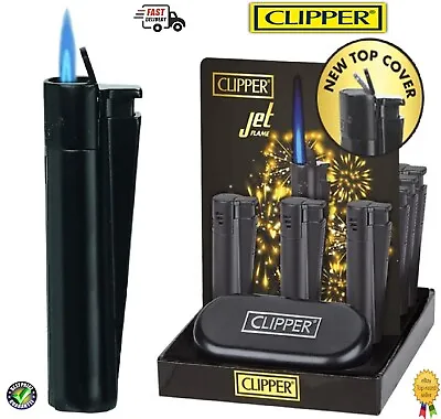 Clipper Metal Lighter Full Size Electronic BLACK JET With Top Cover & Gift Case • $14.95