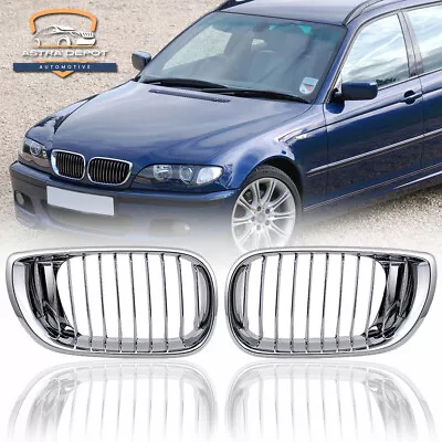 Chrome Front Bumper Kidney Grille For BMW E46 320i 330i 325xi 4D Sedan 2002-2005 • $40.99