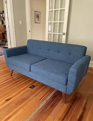 New Mid Century Modern Blue Fabric Vintage Style Sofa Couch • $499