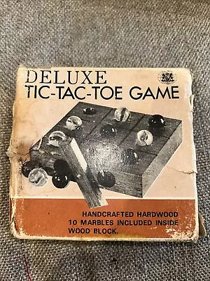 Vintage 1970's Wooden Marble Deluxe Tic Tac Toe Game • $14