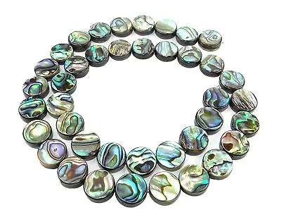 Abalone Beads Coins 8 MM ( Paua/Mother Of Pearl) Colourful Shell Beads Cord • £26.42