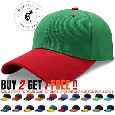 Baseball Cap Plain Trucker  Hat Adjustable Solid Hats Polo Golf Style Visor Caps • $4.45