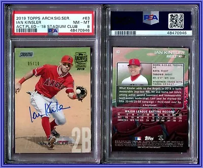 PSA 9 2019 Topps Archives Signature Series 18' Autograph Ian Kinsler 5/10 POP1 • $55