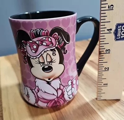 Disney Parks Minnie Mouse  Mornings Aren't Pretty  Pink Black Ceramic Coffee Mug • $19.99