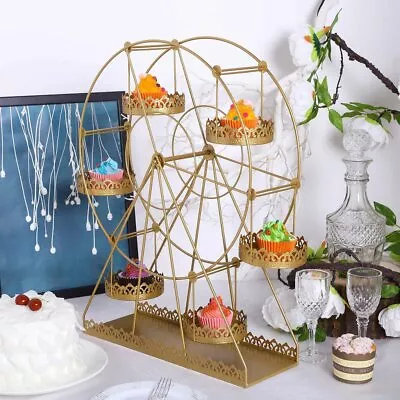 23  Tall Gold Metal Rotating Ferris Wheel Cupcake Cake Stand Wedding Decorations • $49.27