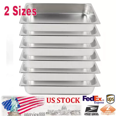 6 Pack Full Size 2 /4  Deep Steam Table Pans + Stainless Steel 201 Buffet Pans • $25