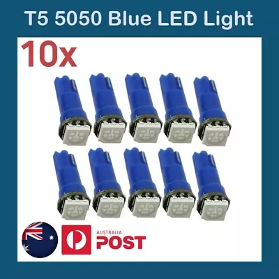 10pcs  T5 Dash LED Car Wedge Dashboard Instrument Blue Light Bulbs 12V 5050 SMD • $6.37