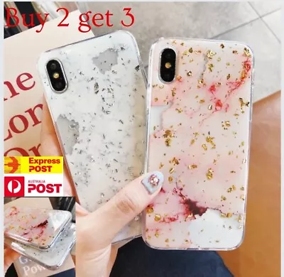 $7.99 • Buy Marble Case Cover For IPhone 7 8 Plus X XS Max XR 11 Back Silicone Glitter Case
