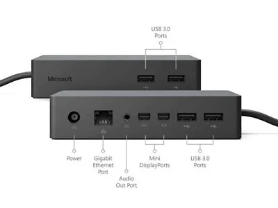 $63.99 • Buy Microsoft Dock 1661 For Surface Pro / Book / Laptop Dual Monitor Output USB Hub