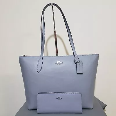 Nwt! Coach Leather Zip Top Tote & Matching Slim Wallet Set. Msrp $506 • $265