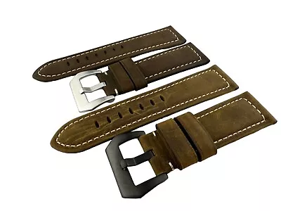 Dark Brown Suede Leather 20 22 24 26mm Strap/Band Fits PANERAI OFFICINE Watch • £4.50