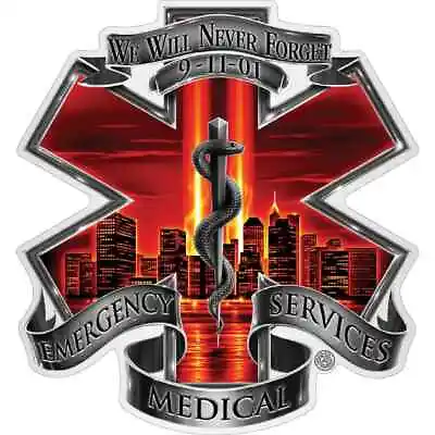 EMS 9/11 Tribute Red Reflective Vinyl Decal 4 Inch 3 Pack • $14.99