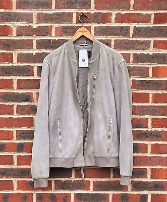 All Saints Mens KEMBLE Suede Bomber Jacket Biker Leather XL EXTRA LARGE A55 • £179.99